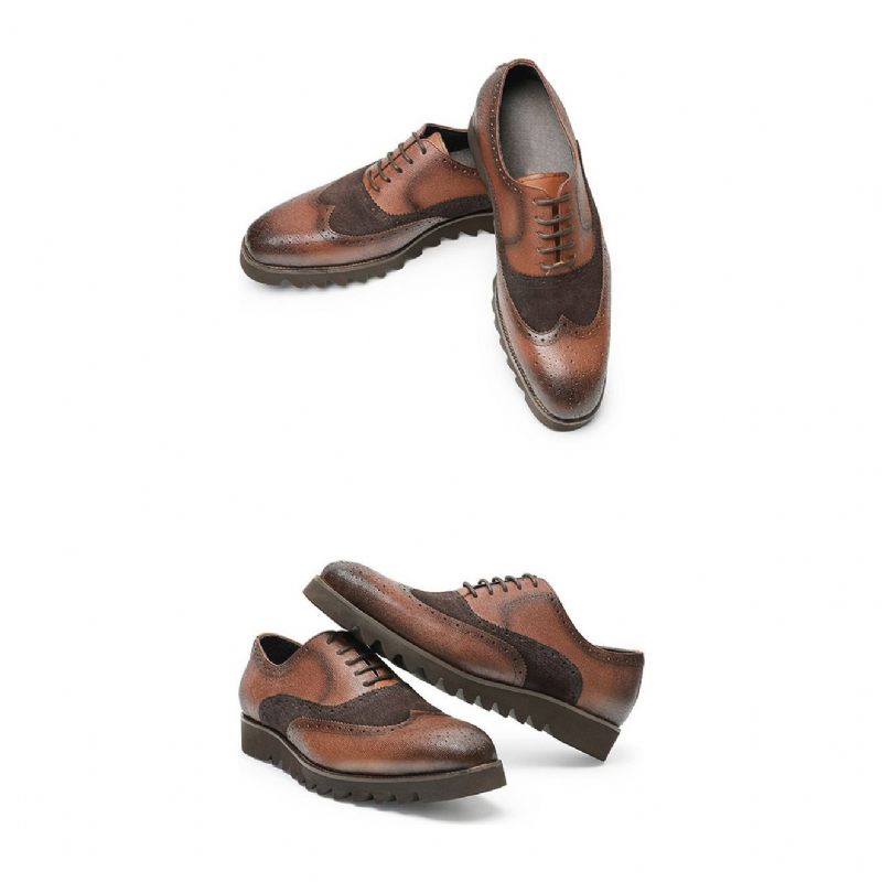 Sapatos Formais Masculinos Jacaré Luxo Wingtip Brogue Casuais - Café