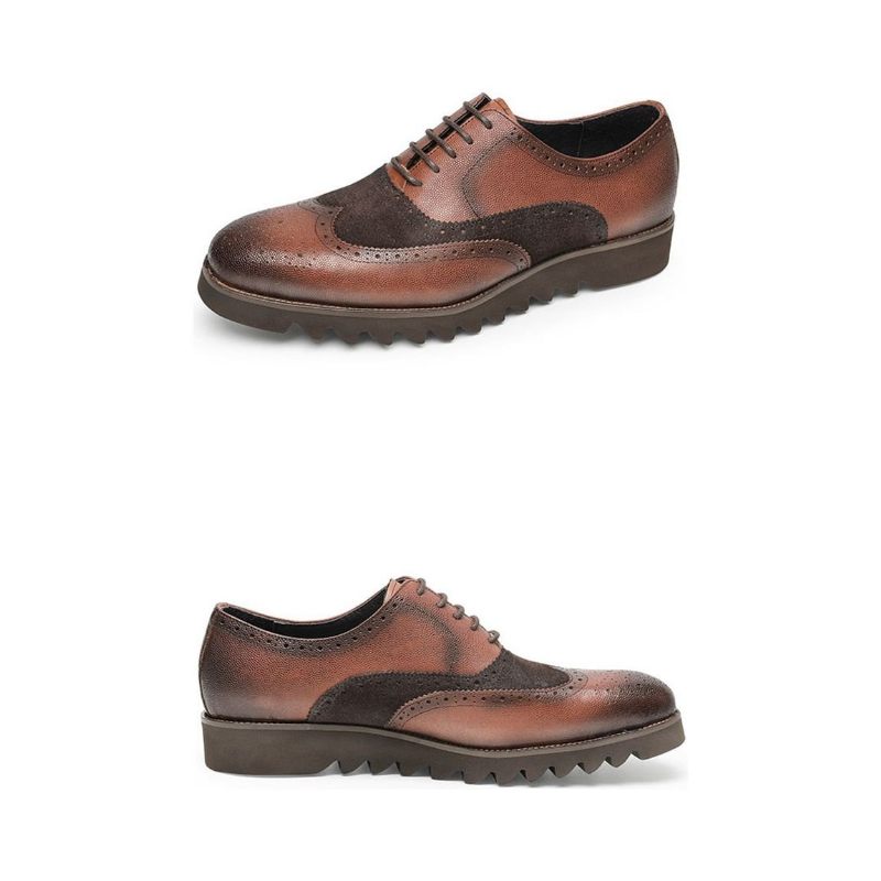 Sapatos Formais Masculinos Jacaré Luxo Wingtip Brogue Casuais - Café