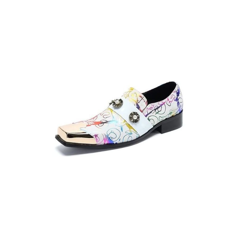 Sapatos Formais Masculinos Lux Exotic-embossed Couro Slip-on Sociais - Branco