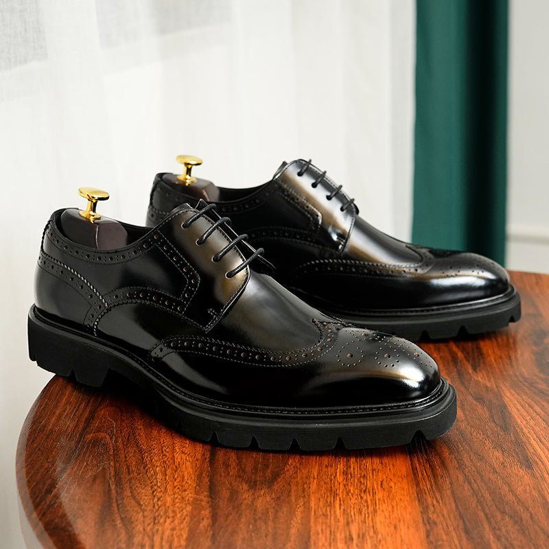 Sapatos Formais Masculinos Luxo Brogue Oxford - Preto