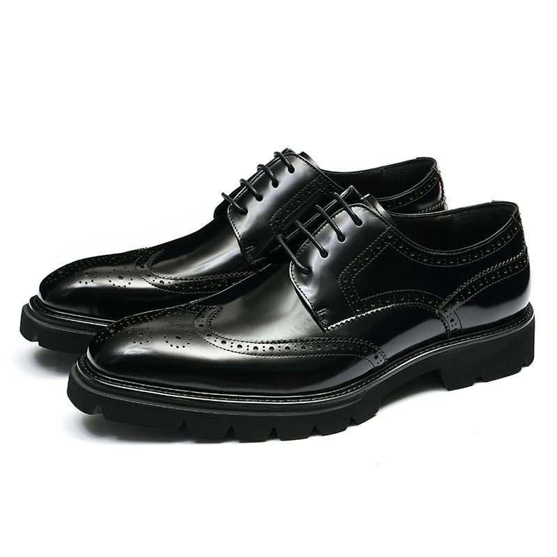 Sapatos Formais Masculinos Luxo Brogue Oxford - Preto