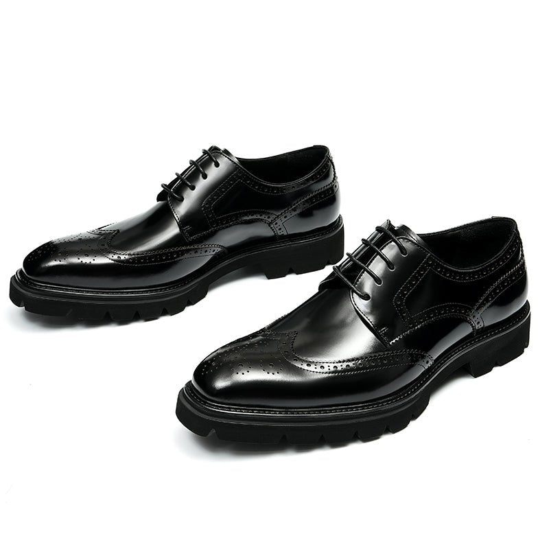 Sapatos Formais Masculinos Luxo Brogue Oxford - Preto