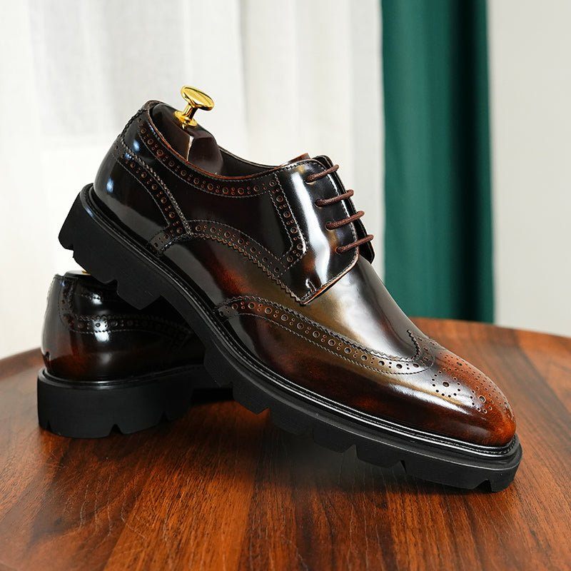 Sapatos Formais Masculinos Luxo Brogue Oxford - Café