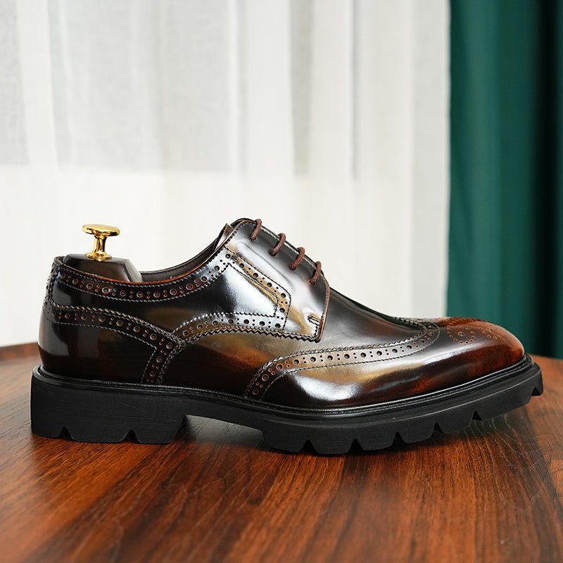 Sapatos Formais Masculinos Luxo Brogue Oxford - Café