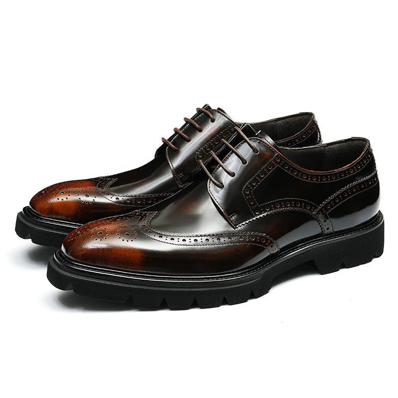 Sapatos Formais Masculinos Luxo Brogue Oxford - Café