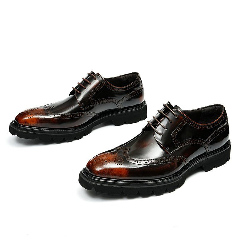 Sapatos Formais Masculinos Luxo Brogue Oxford - Café