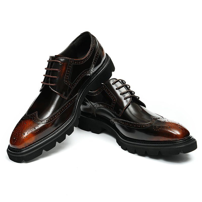 Sapatos Formais Masculinos Luxo Brogue Oxford - Café