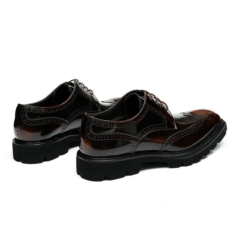 Sapatos Formais Masculinos Luxo Brogue Oxford - Café