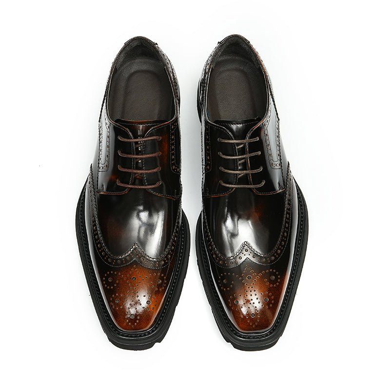 Sapatos Formais Masculinos Luxo Brogue Oxford - Café