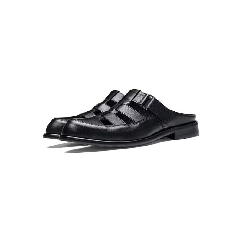 Sapatos Formais Masculinos Luxo Com Bico Fino E Elegante Chinelos Couro - Preto 1