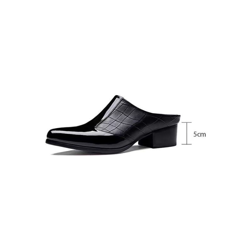 Sapatos Formais Masculinos Luxo Com Bico Fino E Elegante Chinelos Couro - Preto 1