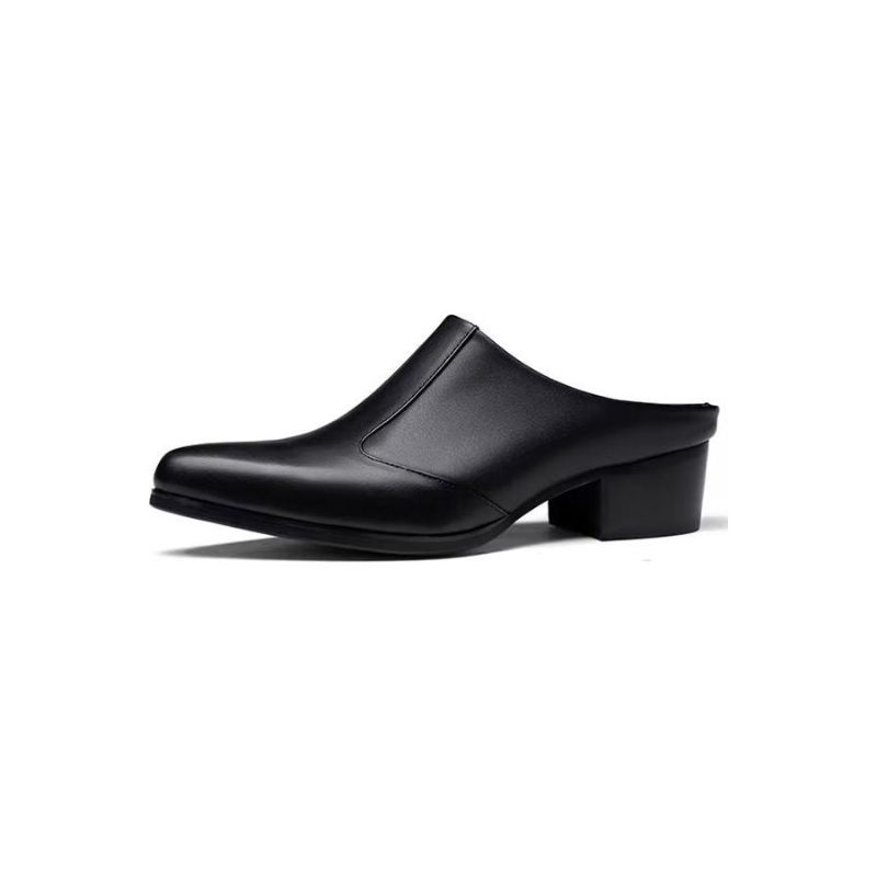 Sapatos Formais Masculinos Luxo Com Bico Fino E Elegante Chinelos Couro - Preto 1