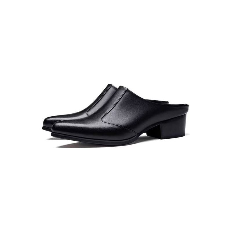 Sapatos Formais Masculinos Luxo Com Bico Fino E Elegante Chinelos Couro - Preto 1