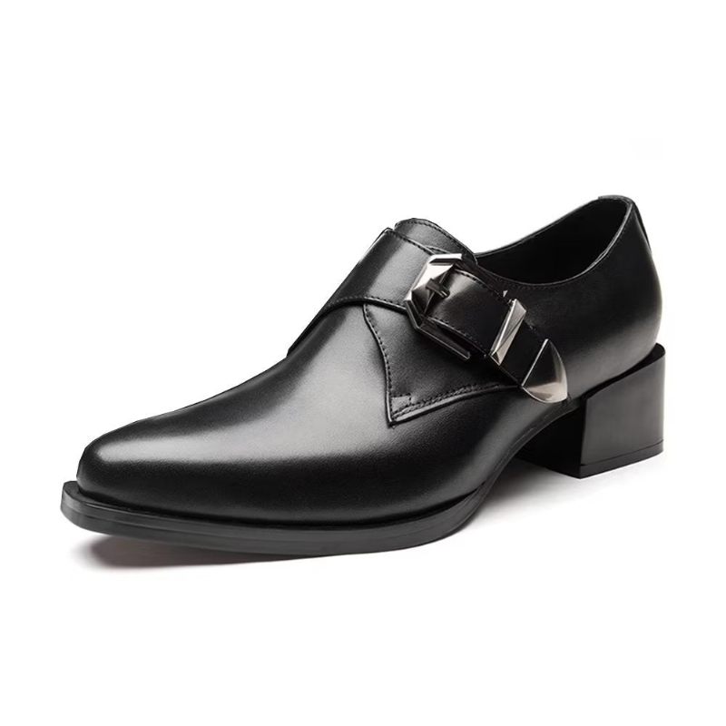 Sapatos Formais Masculinos Luxo Com Bico Fino Monkstrap - Preto