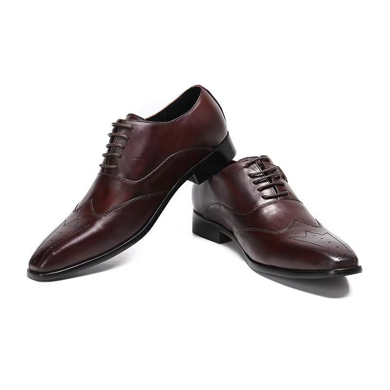 Sapatos Formais Masculinos Luxo Com Bico Quadrado Oxford - Café