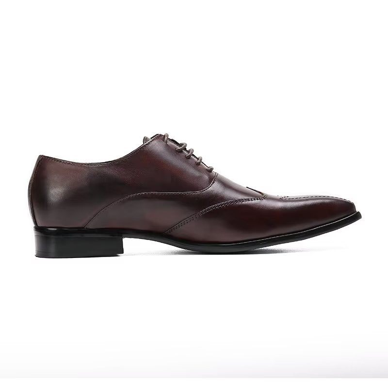 Sapatos Formais Masculinos Luxo Com Bico Quadrado Oxford - Café