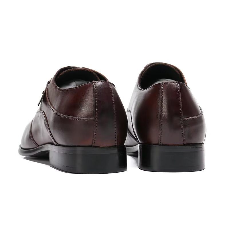 Sapatos Formais Masculinos Luxo Com Bico Quadrado Oxford - Café