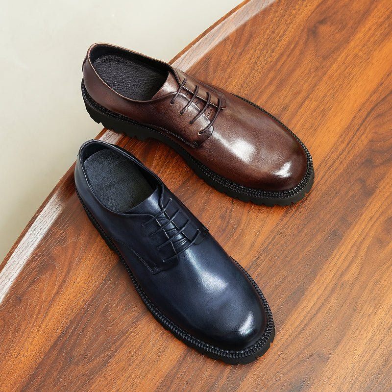 Sapatos Formais Masculinos Luxo Com Cordões Brogue Oxford - Café