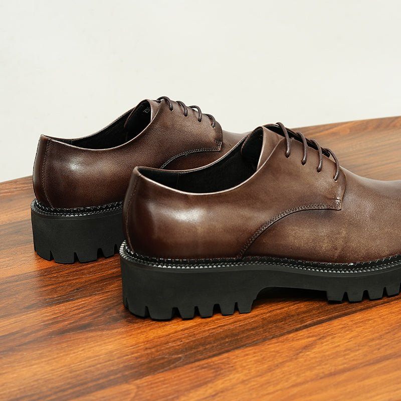 Sapatos Formais Masculinos Luxo Com Cordões Brogue Oxford - Café