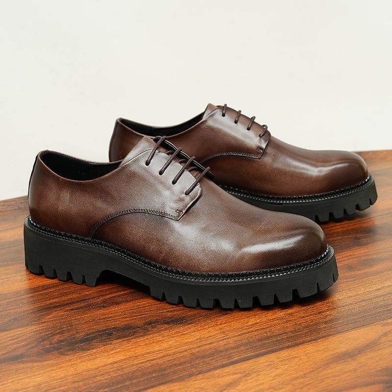 Sapatos Formais Masculinos Luxo Com Cordões Brogue Oxford - Café