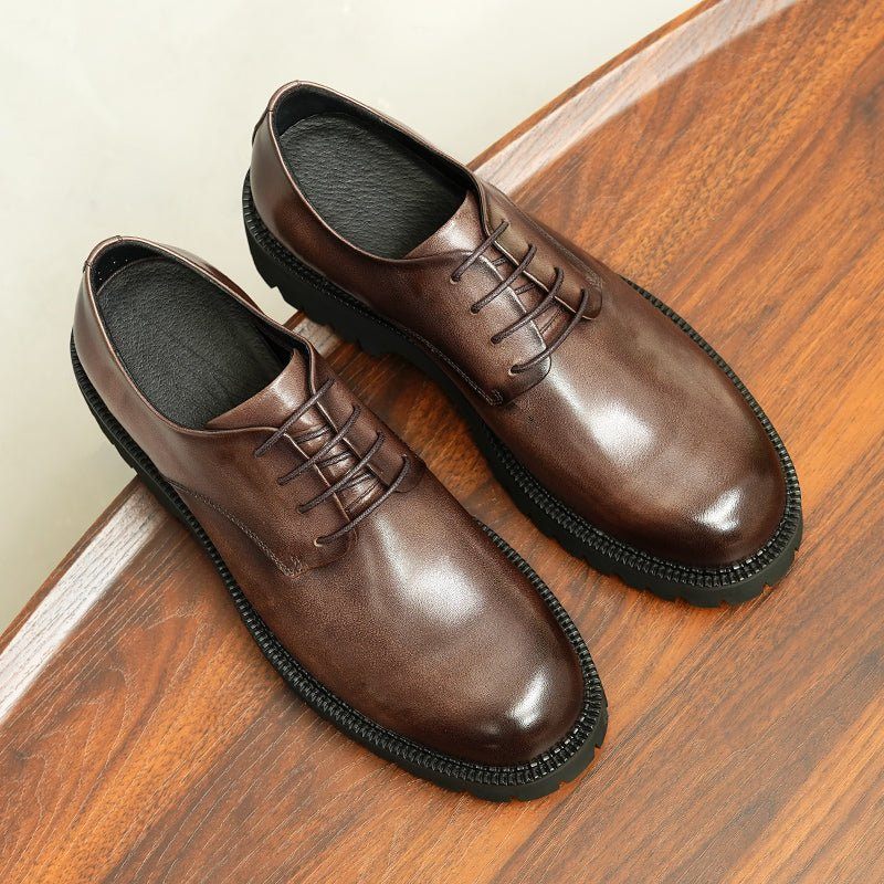 Sapatos Formais Masculinos Luxo Com Cordões Brogue Oxford - Café