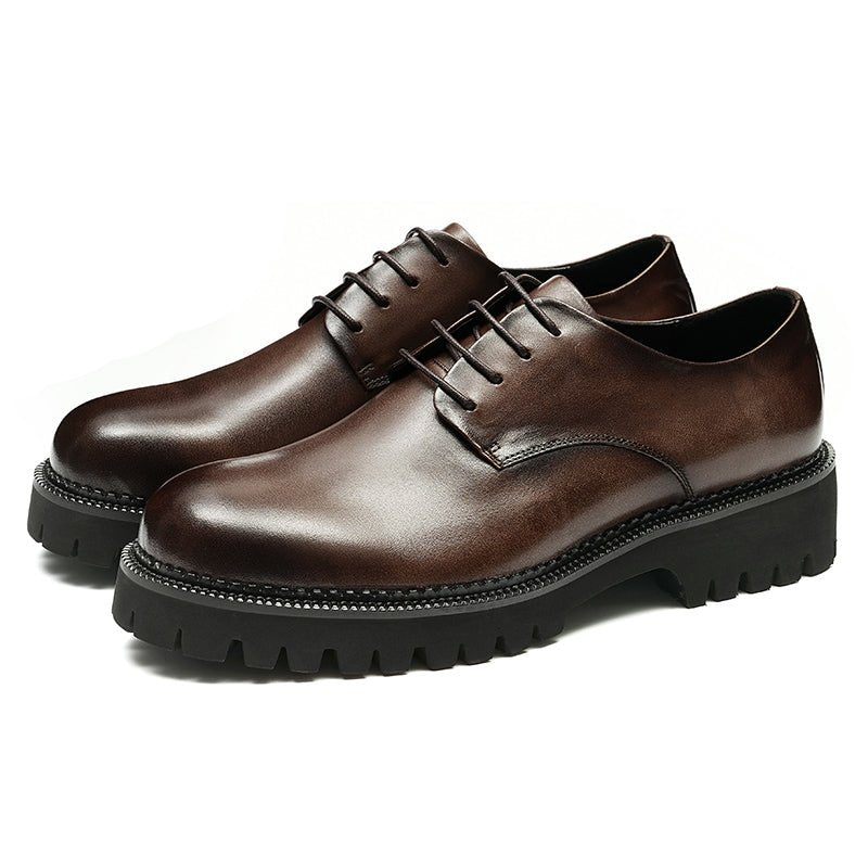 Sapatos Formais Masculinos Luxo Com Cordões Brogue Oxford - Café