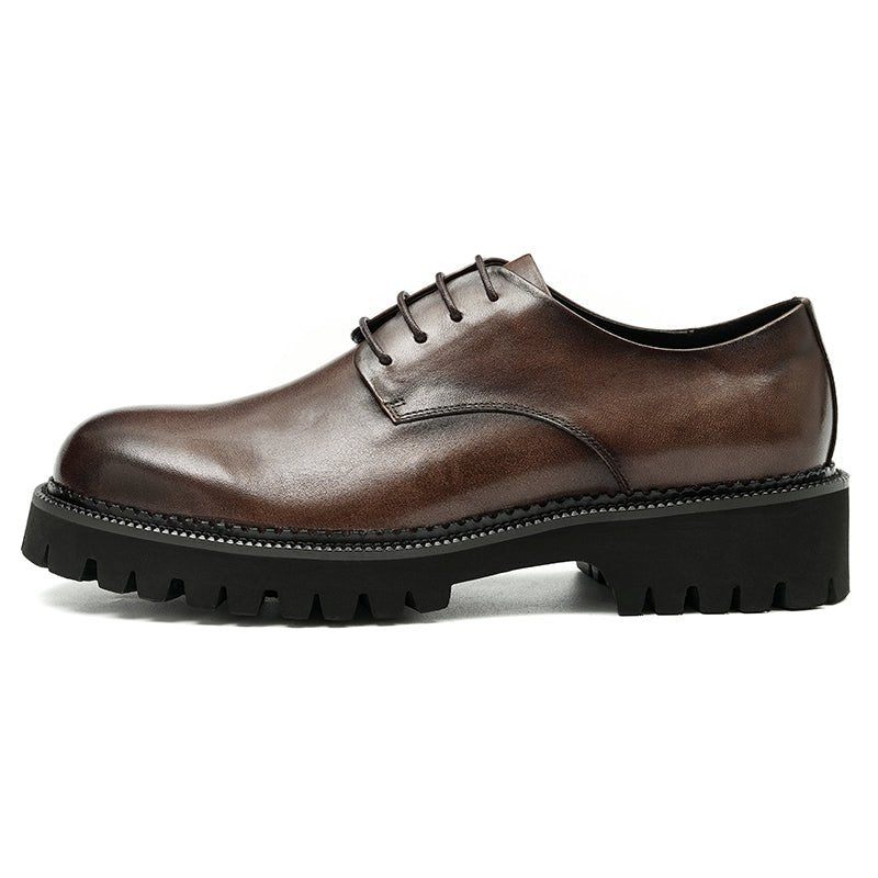 Sapatos Formais Masculinos Luxo Com Cordões Brogue Oxford - Café