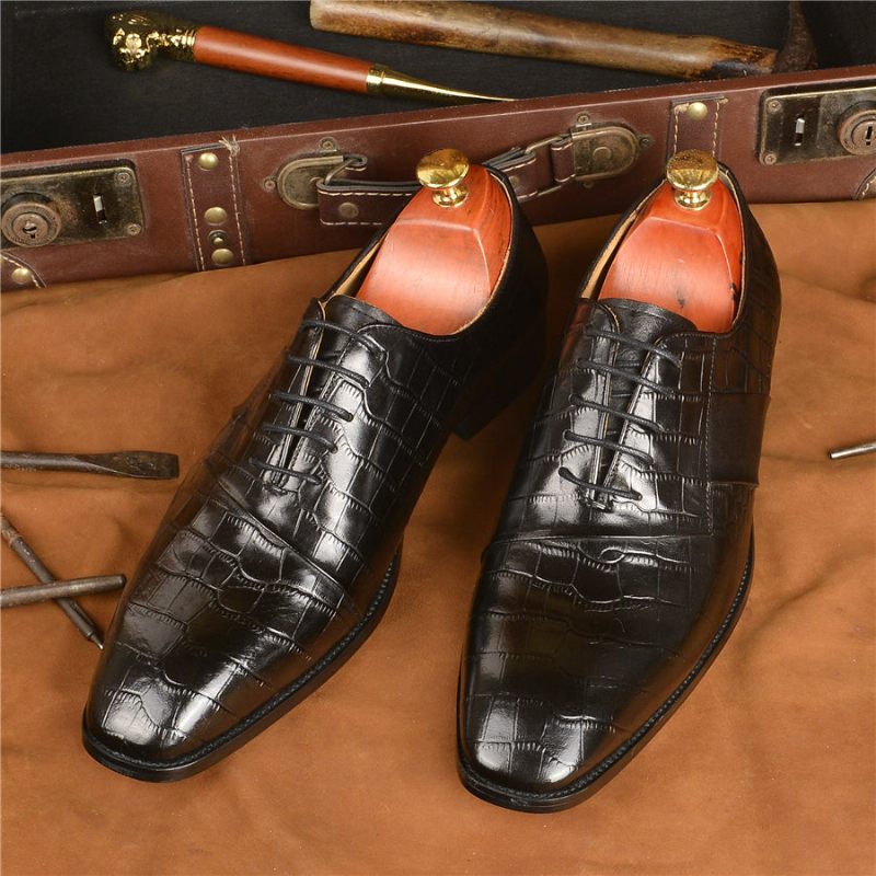 Sapatos Formais Masculinos Luxo Com Cordões Para Casamento - Preto