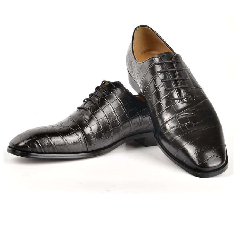 Sapatos Formais Masculinos Luxo Com Cordões Para Casamento - Preto