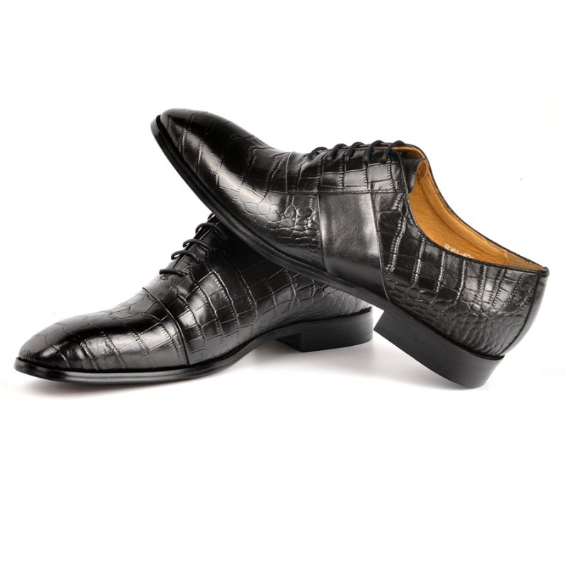 Sapatos Formais Masculinos Luxo Com Cordões Para Casamento - Preto