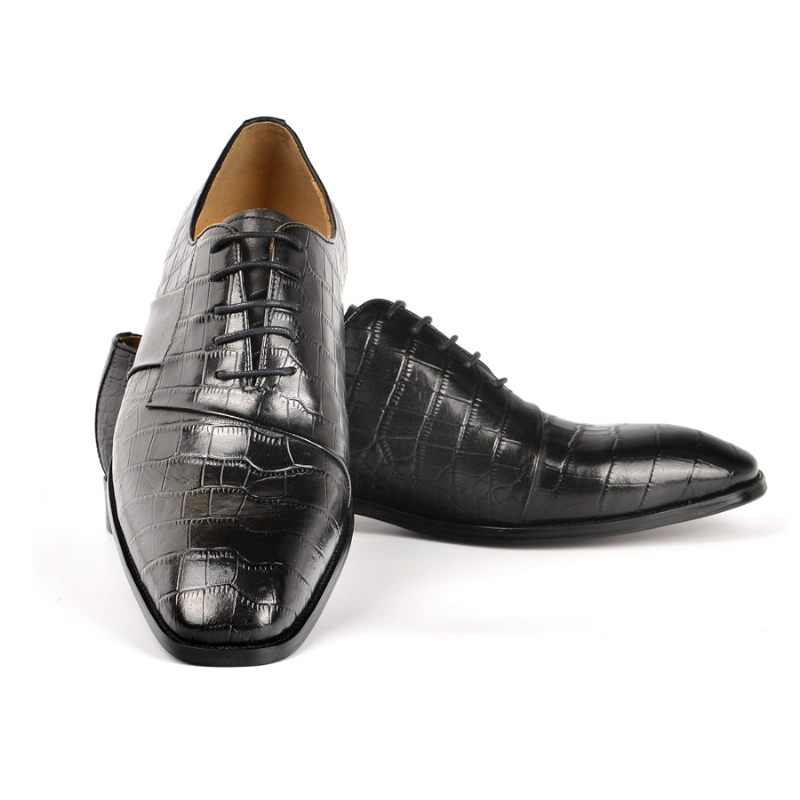 Sapatos Formais Masculinos Luxo Com Cordões Para Casamento - Preto