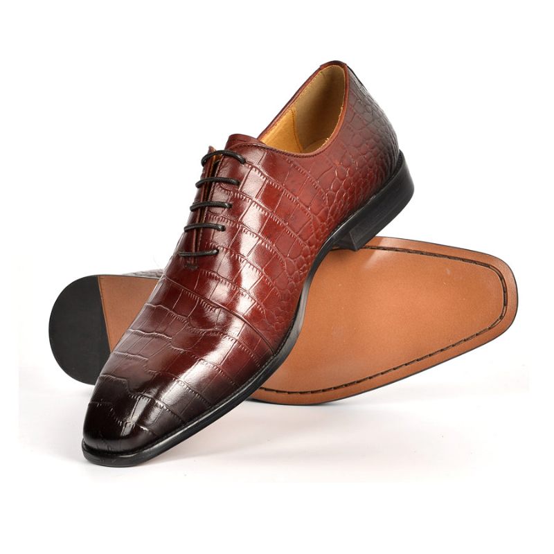 Sapatos Formais Masculinos Luxo Com Cordões Para Casamento - Café