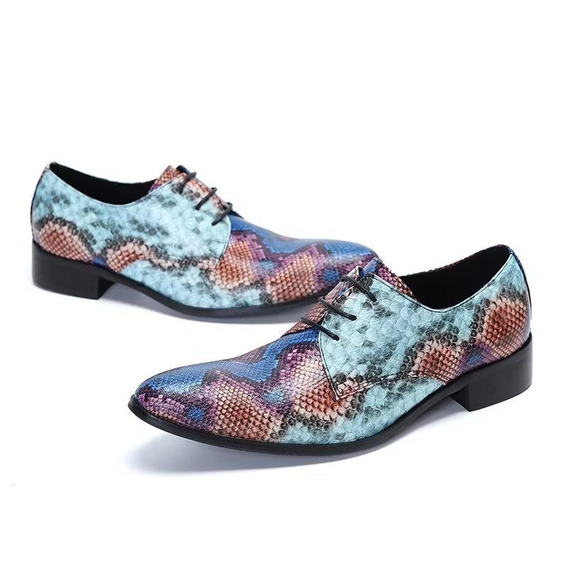 Sapatos Formais Masculinos Luxo Com Padrão Exótico Smart Derby -  Azul