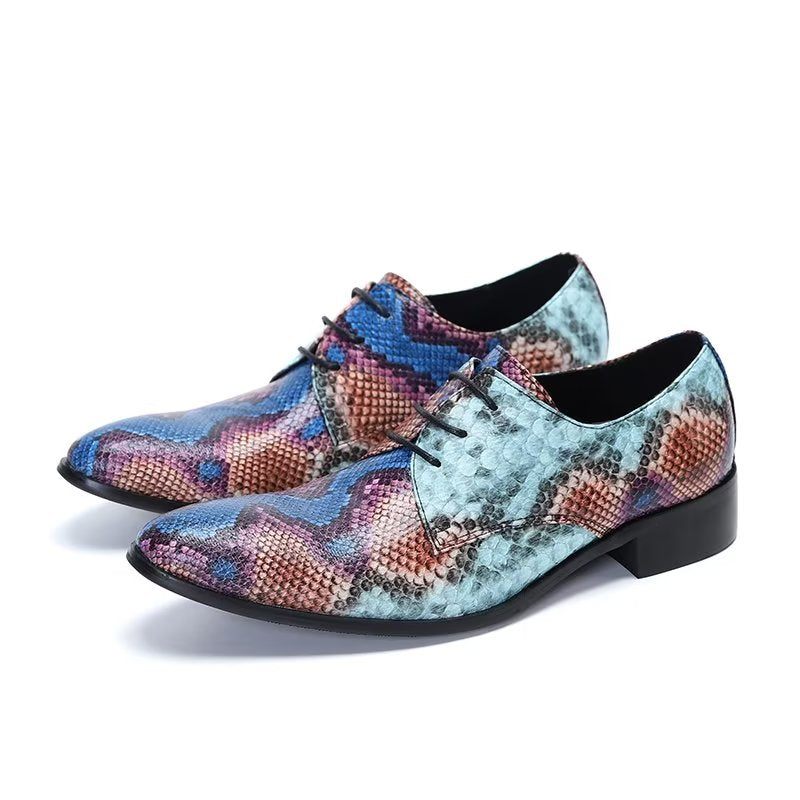 Sapatos Formais Masculinos Luxo Com Padrão Exótico Smart Derby -  Azul