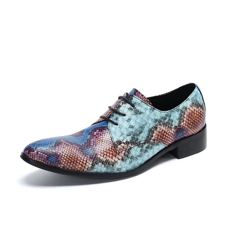 Sapatos Formais Masculinos Luxo Com Padrão Exótico Smart Derby -  Azul