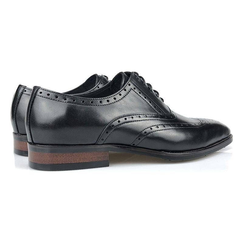 Sapatos Formais Masculinos Luxo Com Plataforma Couro Oxford - Preto