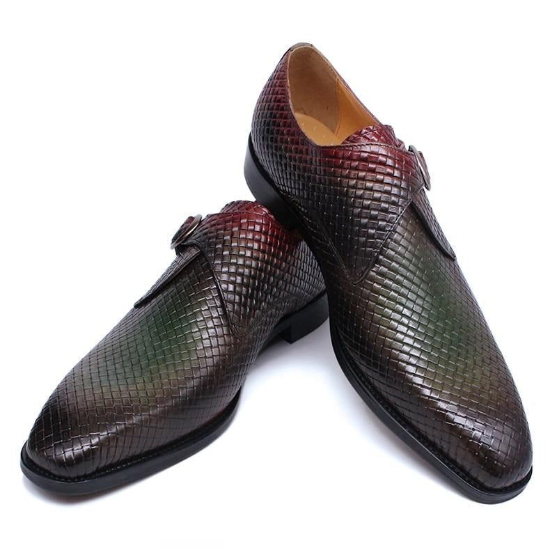 Sapatos Formais Masculinos Luxo Com Textura Exótica Slip-on - Vermelho