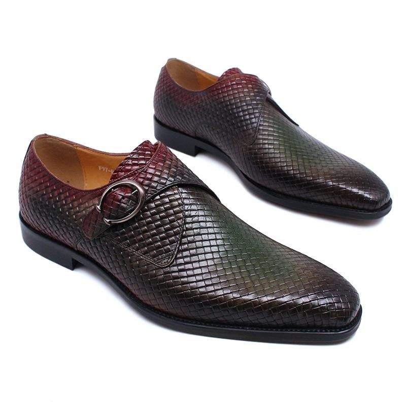 Sapatos Formais Masculinos Luxo Com Textura Exótica Slip-on - Vermelho