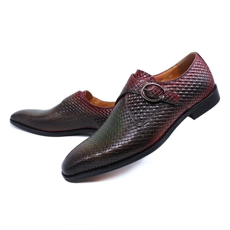 Sapatos Formais Masculinos Luxo Com Textura Exótica Slip-on - Vermelho