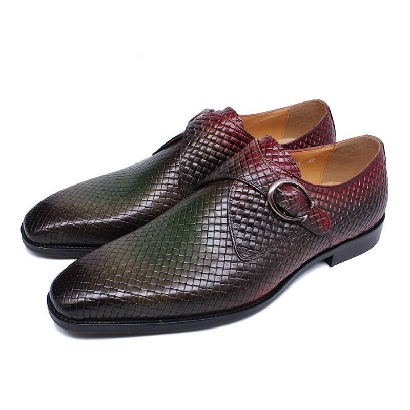 Sapatos Formais Masculinos Luxo Com Textura Exótica Slip-on - Vermelho