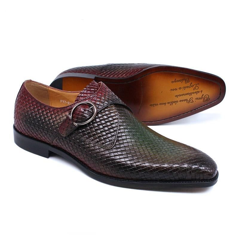 Sapatos Formais Masculinos Luxo Com Textura Exótica Slip-on - Vermelho