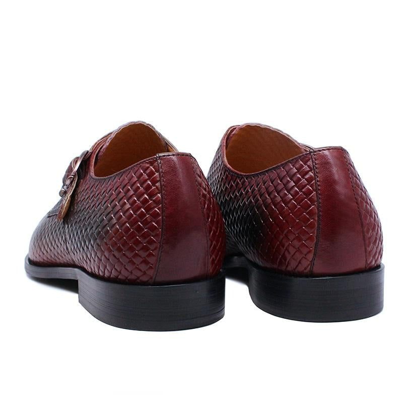 Sapatos Formais Masculinos Luxo Com Textura Exótica Slip-on - Vermelho