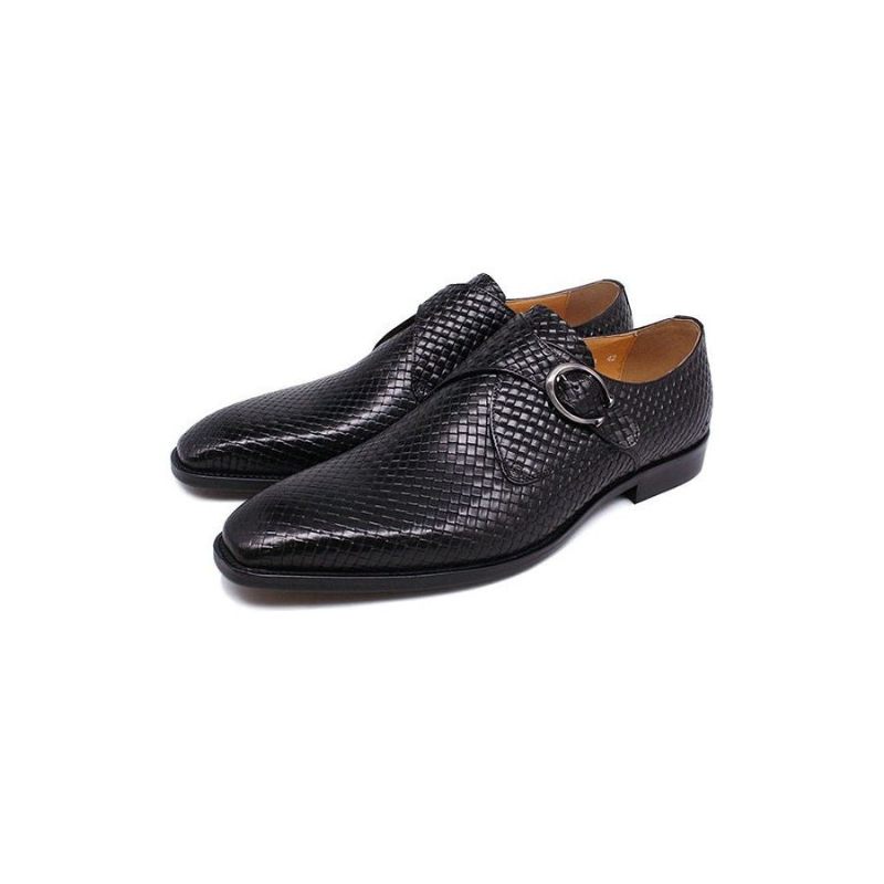 Sapatos Formais Masculinos Luxo Com Textura Exótica Slip-on - Preto