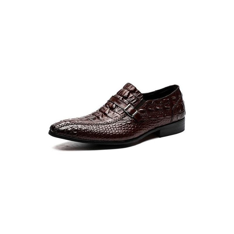 Sapatos Formais Masculinos Luxo Couro Crocodilo Fivela Cinta Oxford Sociais - Vermelho