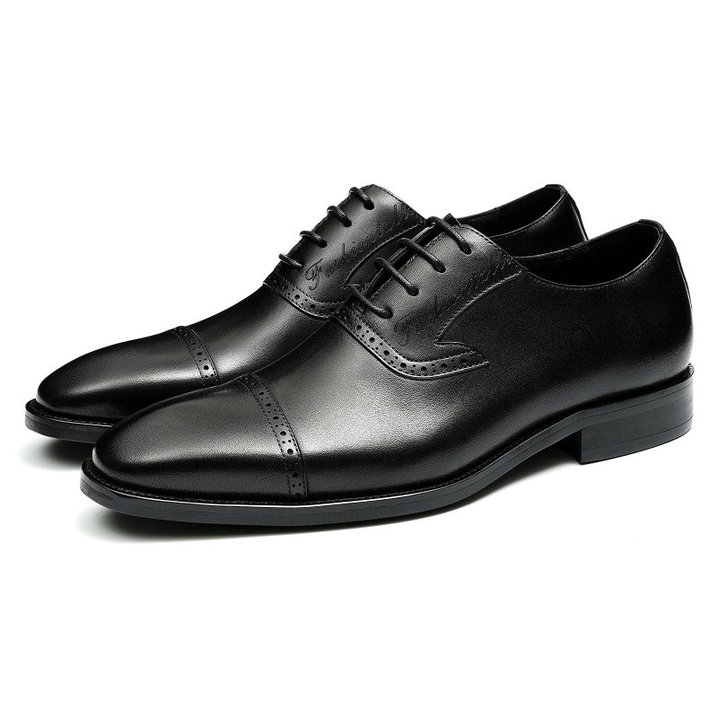 Sapatos Formais Masculinos Luxo Couro Exótico Apontou Toe Oxford Sociais - Preto