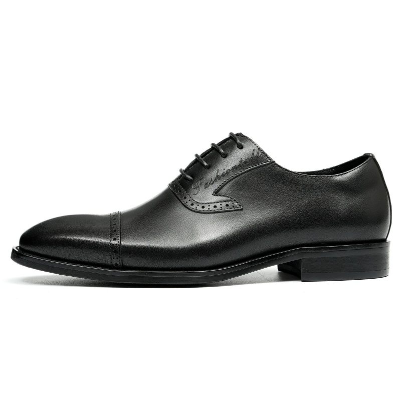 Sapatos Formais Masculinos Luxo Couro Exótico Apontou Toe Oxford Sociais - Preto