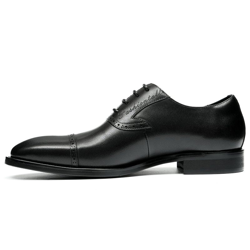 Sapatos Formais Masculinos Luxo Couro Exótico Apontou Toe Oxford Sociais - Preto