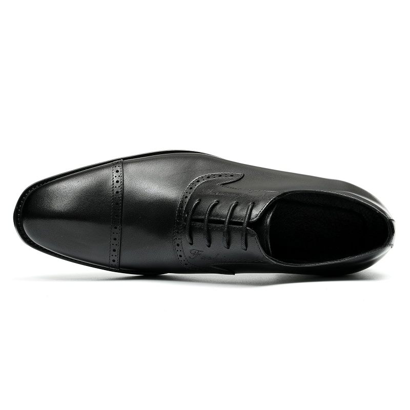 Sapatos Formais Masculinos Luxo Couro Exótico Apontou Toe Oxford Sociais - Preto