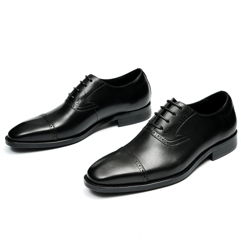 Sapatos Formais Masculinos Luxo Couro Exótico Apontou Toe Oxford Sociais - Preto