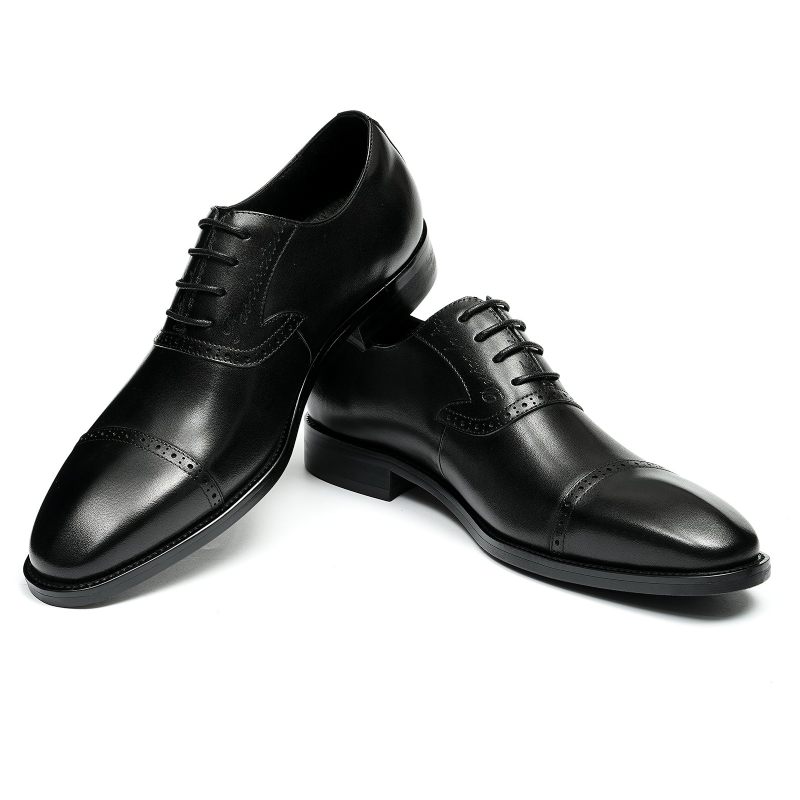 Sapatos Formais Masculinos Luxo Couro Exótico Apontou Toe Oxford Sociais - Preto